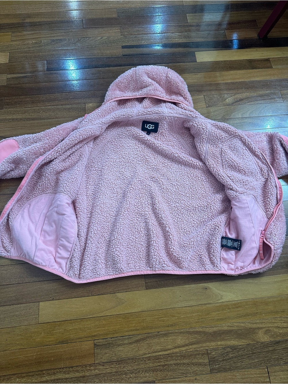 Ugg Womans Ruthie Full Zip Fluff Sherpa Hoodie Pink Size Small. - Picture 10 of 13